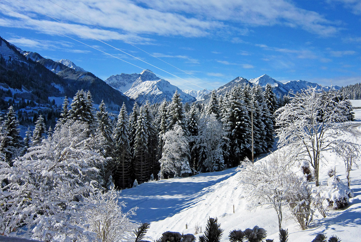 Ausblick auf die Berge im Winter - Wohnung Widderstein im Kleinwalsertal